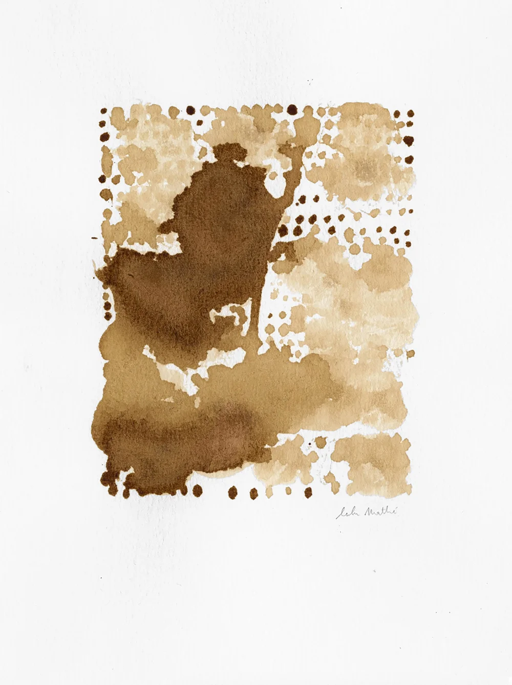 Œuvre abstraite au café aux textures organiques et motifs de pluie contemporains