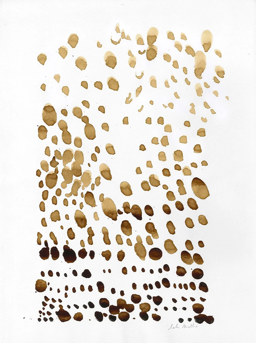 Peinture abstraite au café représentant une pluie graphique en dégradé naturel