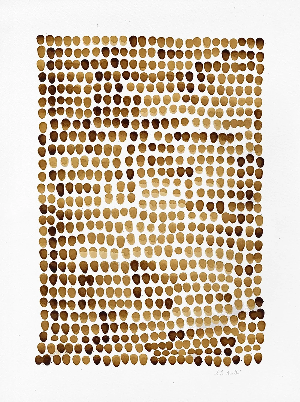 Peinture minimaliste au café représentant un motif organique inspiré des vagues