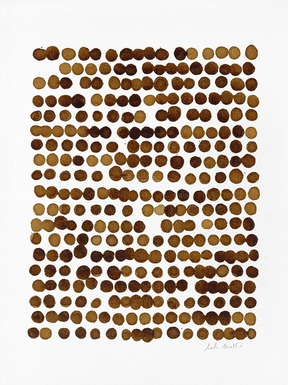Composition abstraite au café composée de lignes de points organiques répétés