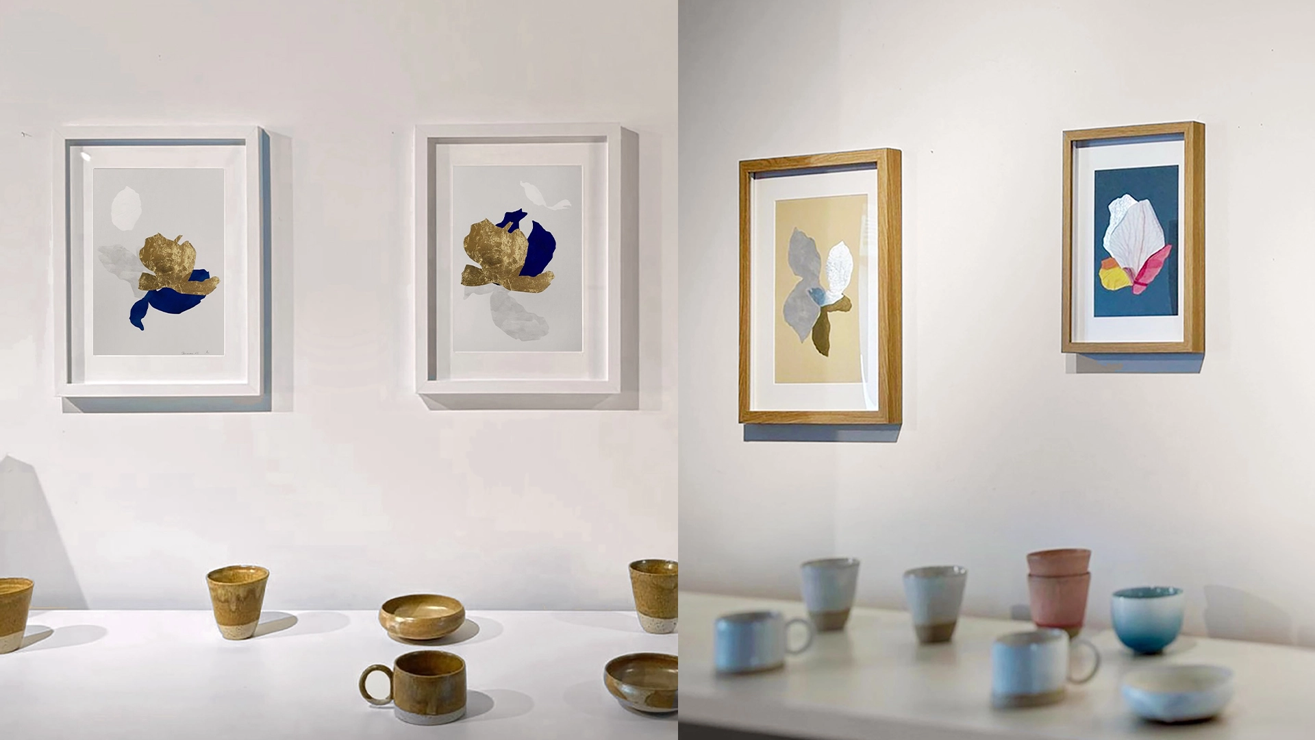 Série de collages contemporains exposés dans à la galerie Cabane Blanche à Nyon en Suisse