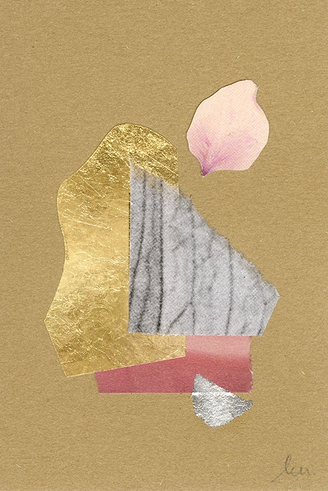 collage papier techniques mixtes peinture et feuille d'or