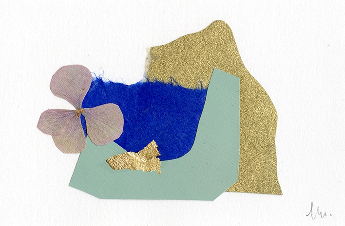 collage papier techniques mixtes peinture et feuille d'or