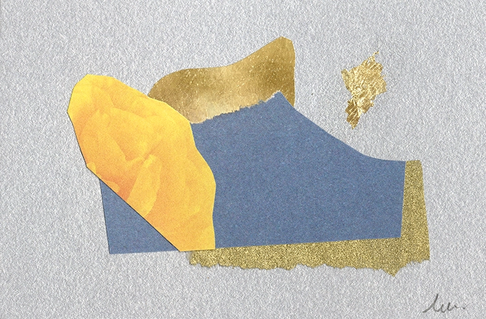 collage papier techniques mixtes peinture et feuille d'or