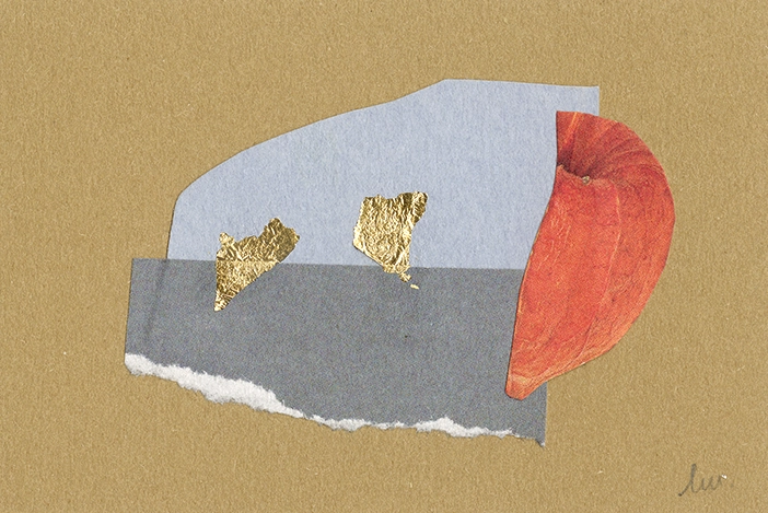 collage papier techniques mixtes peinture et feuille d'or