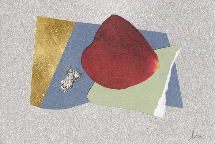 collage papier techniques mixtes peinture et feuille d'or