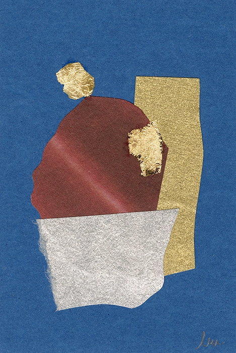 collage papier techniques mixtes peinture et feuille d'or