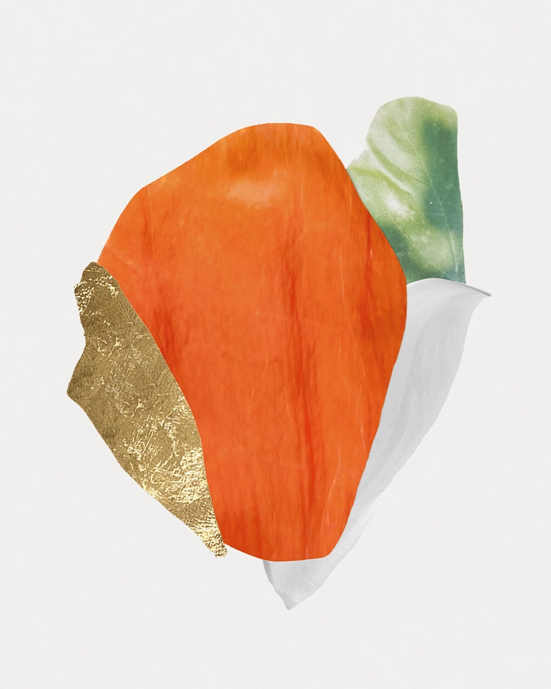 Collage contemporain abstrait floral multicolore, feuille d'or